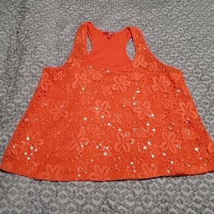 BONGO orange sequined racer back tank